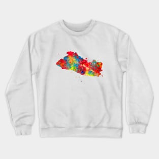 El Salvador Map Watercolor Painting Crewneck Sweatshirt